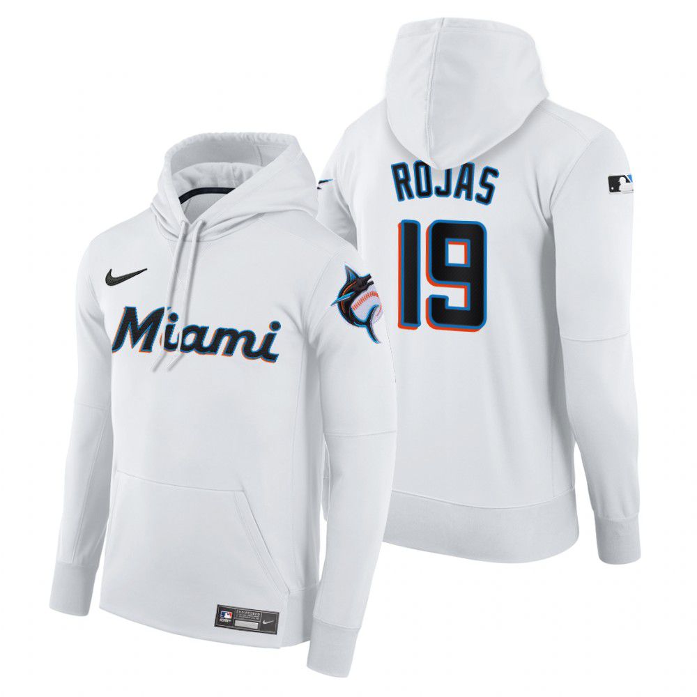 Men Miami Marlins #19 Rojas white home hoodie 2021 MLB Nike Jerseys